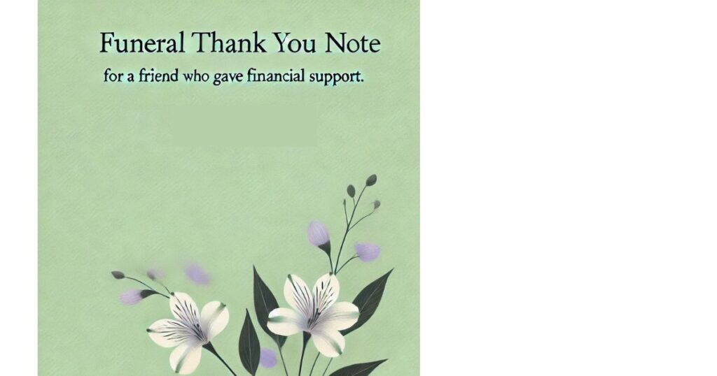 Funeral Thank You Note for a Friend Who Gave Financial Support